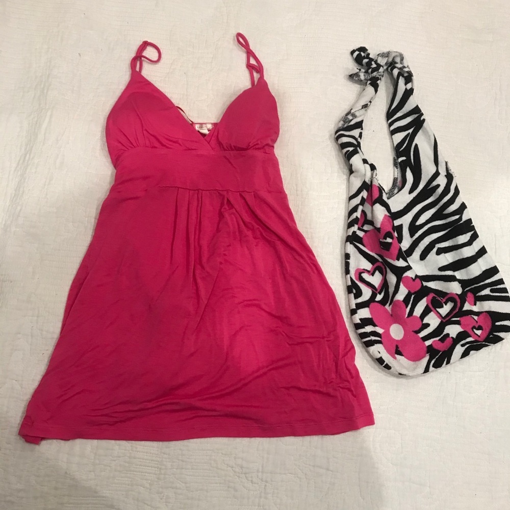 y2k hot pink beach and pool cover up